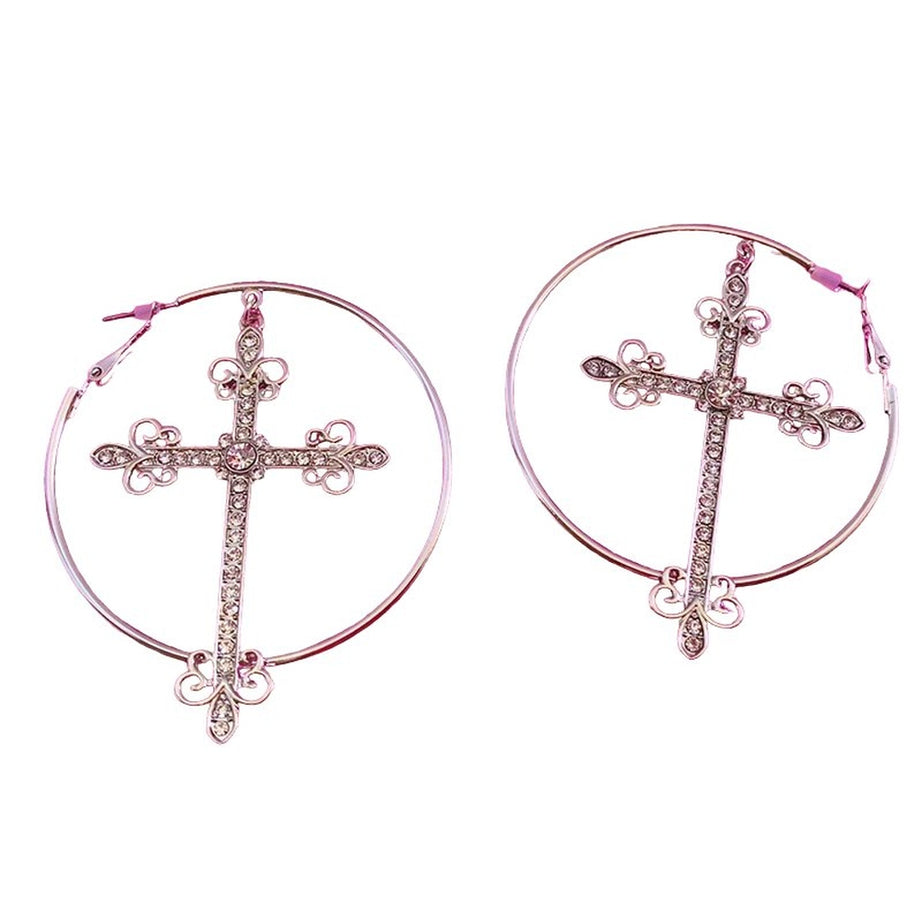 Y2k Baddie Crystal Cross Earrings