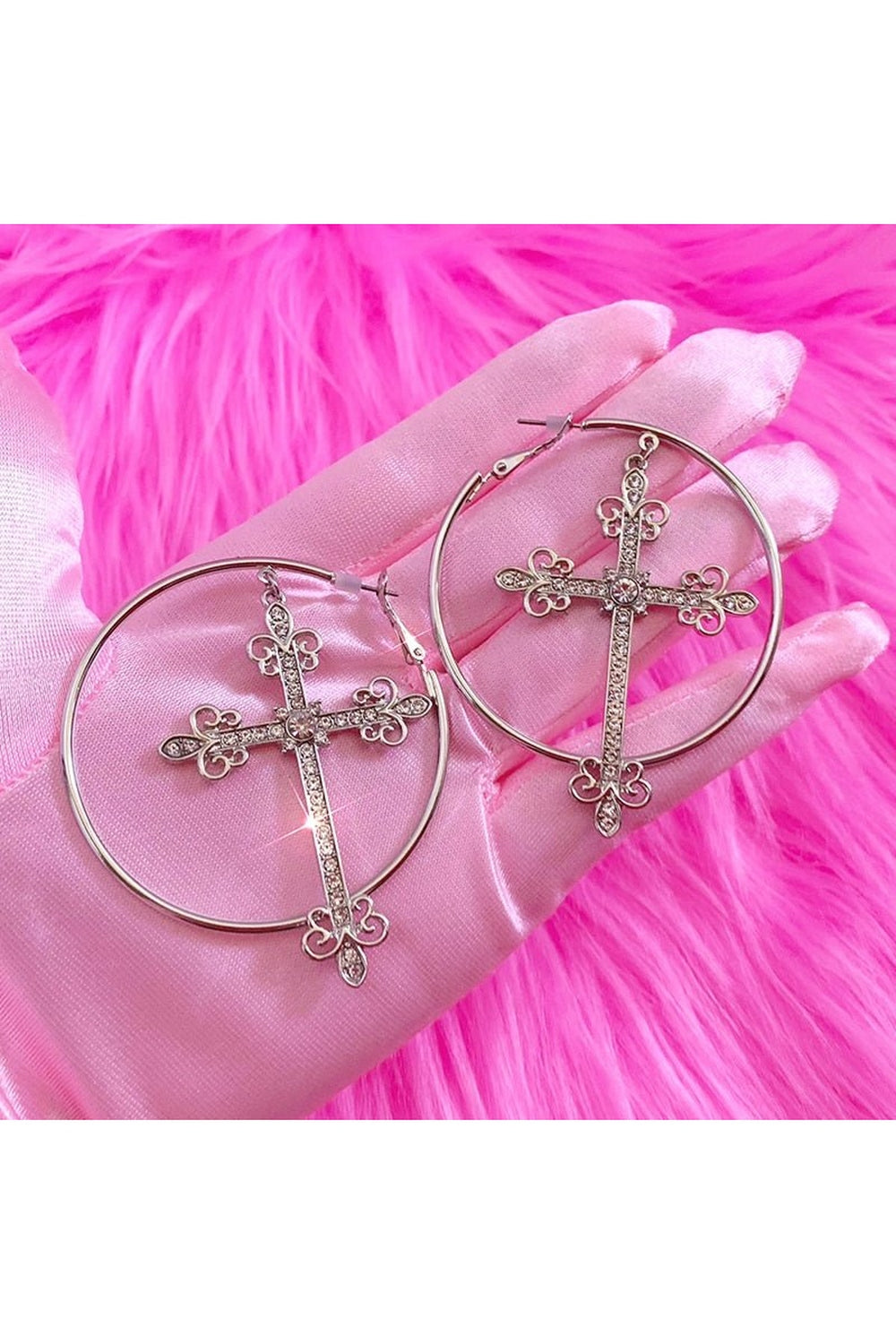 Y2k Baddie Crystal Cross Earrings