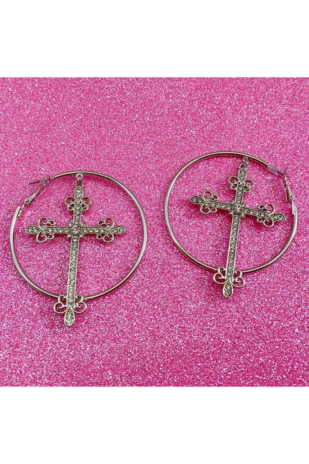 Y2k Baddie Crystal Cross Earrings