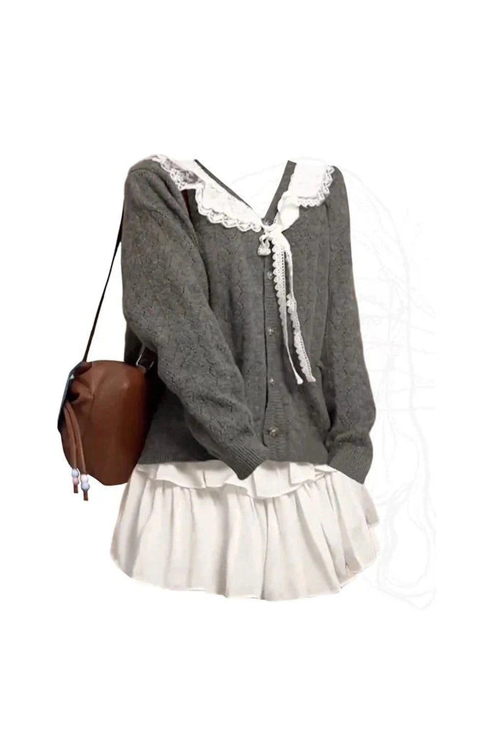 Y2k Acubi Lace Cardigan Sweater