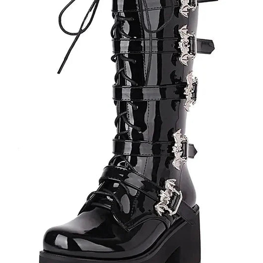 Y2k Bat Buckle Alt Gothic Boots
