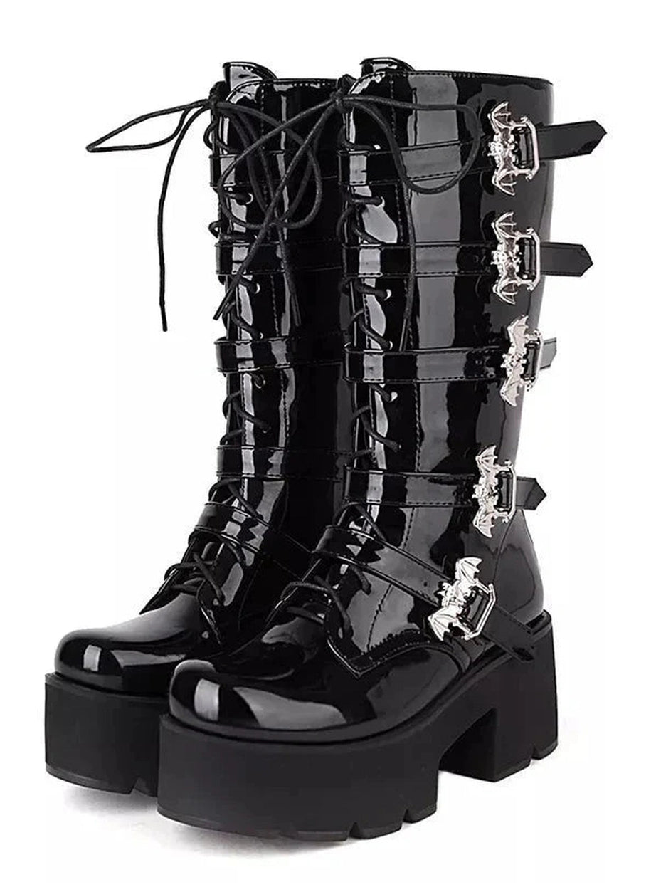 Y2k Bat Buckle Alt Gothic Boots