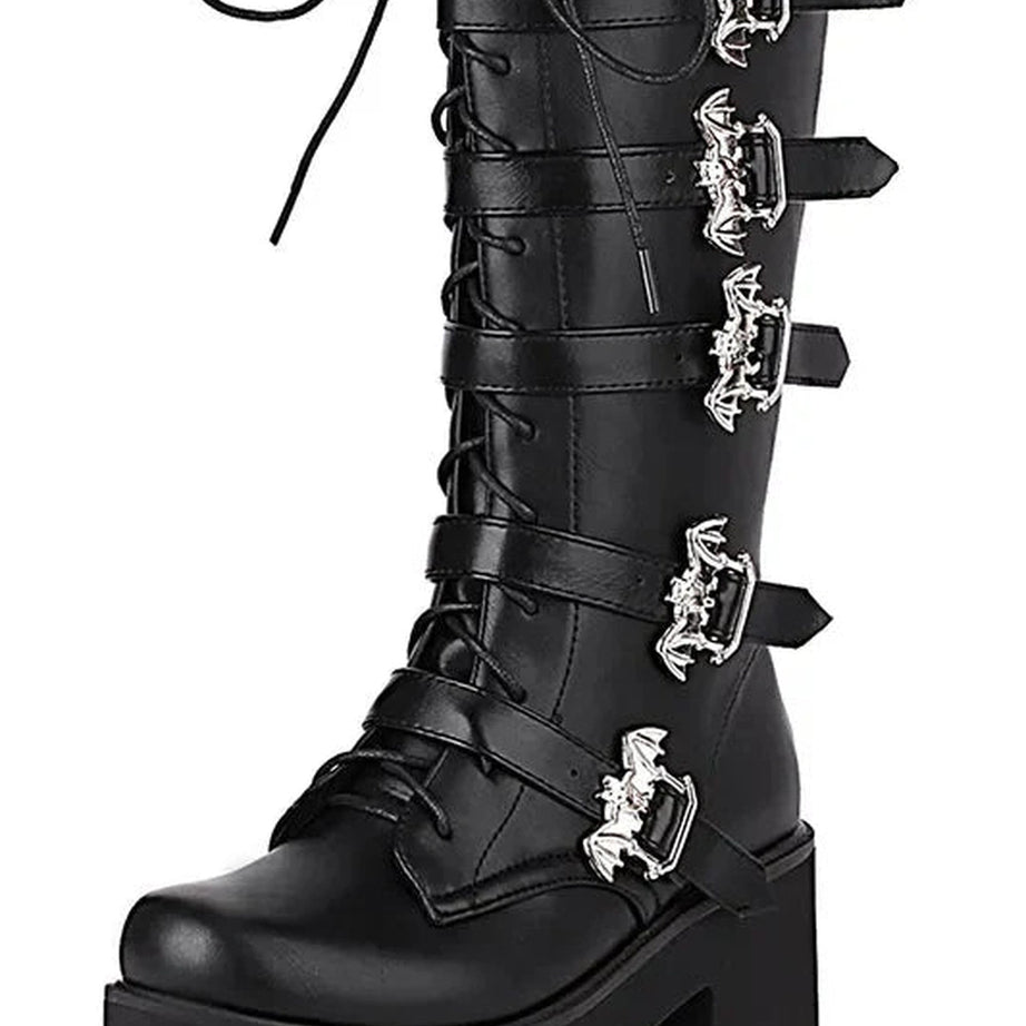 Y2k Bat Buckle Alt Gothic Boots