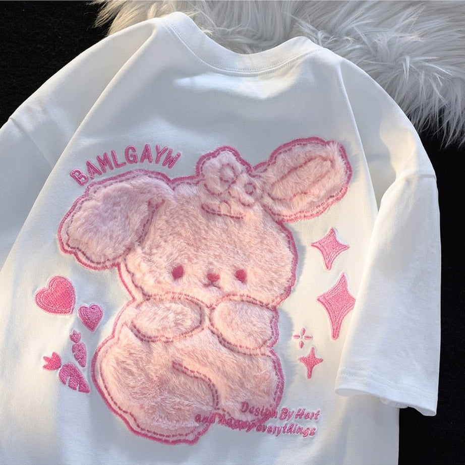 Y2k Bear Plush Embroidered T-shirt