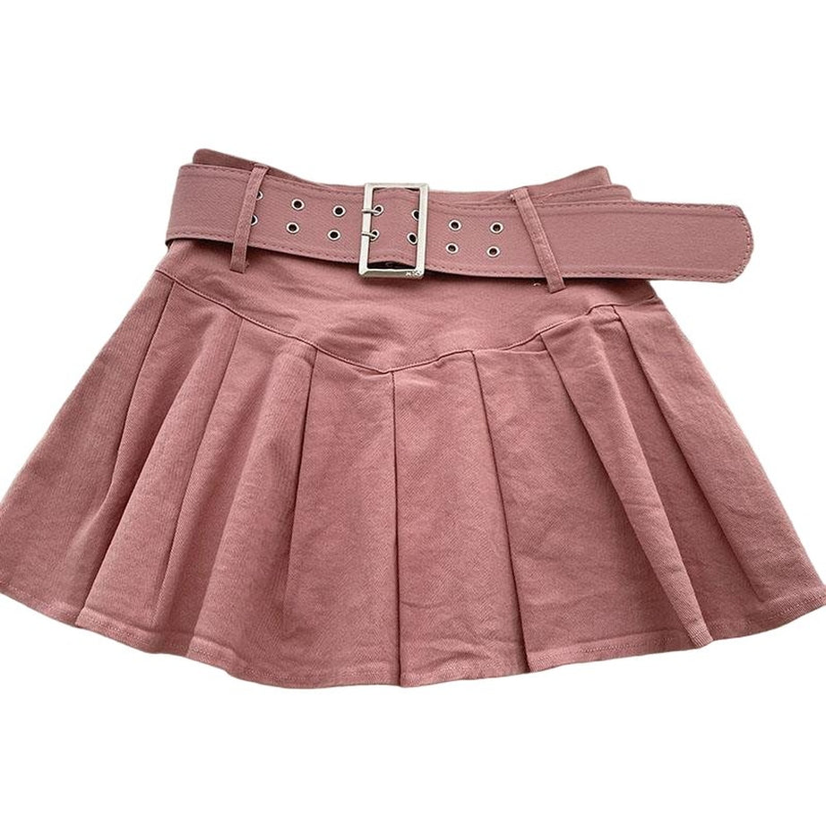 Y2k Belted High Waist Skirt