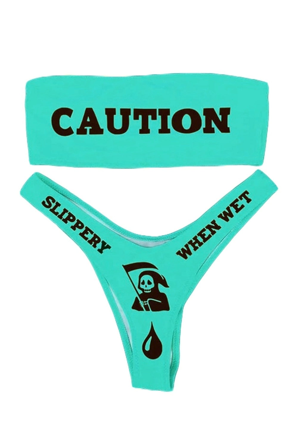 Y2k Bikini "CAUTION"