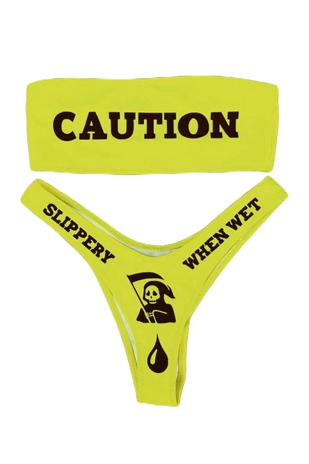 Y2k Bikini "CAUTION"