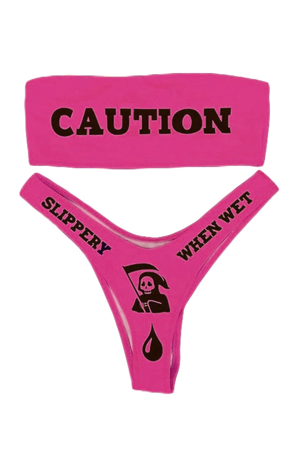 Y2k Bikini "CAUTION"