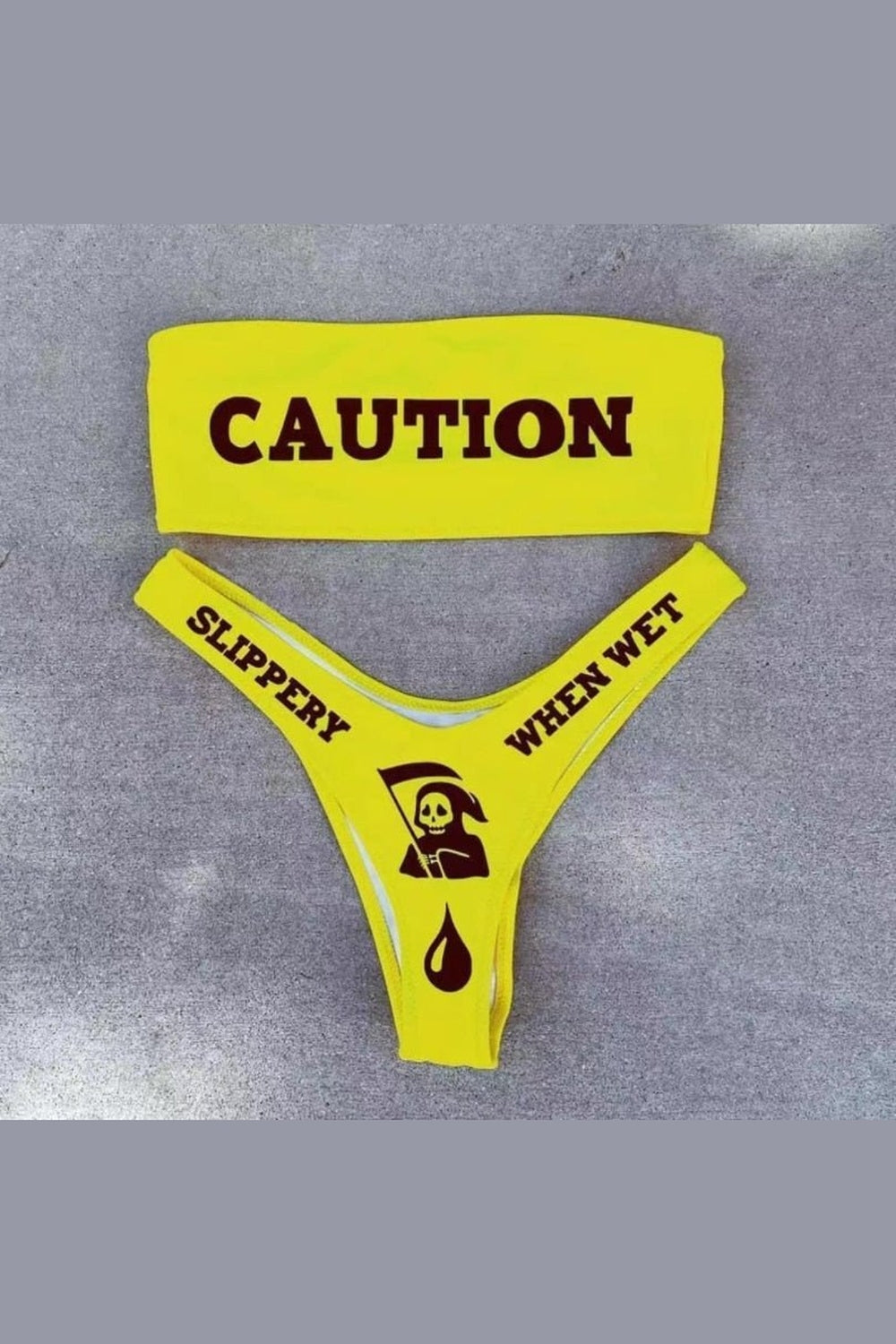 Y2k Bikini "CAUTION"