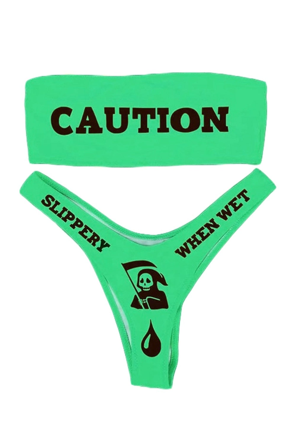 Y2k Bikini "CAUTION"