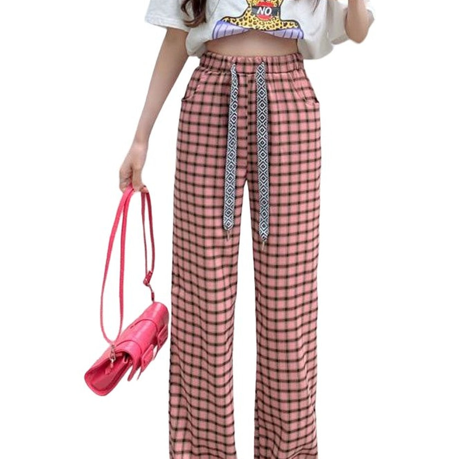 Y2k Black and Pink Plaid Pants