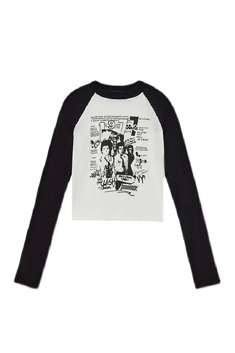 Y2k Acubi Black And White Grunge Crop Top