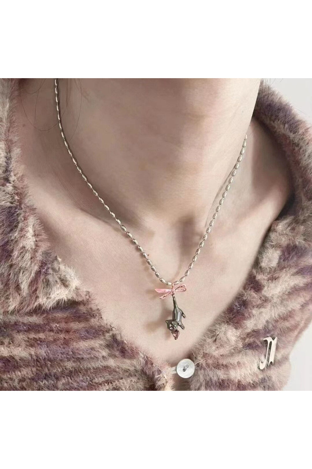 Y2k Black Cat Heart Necklace