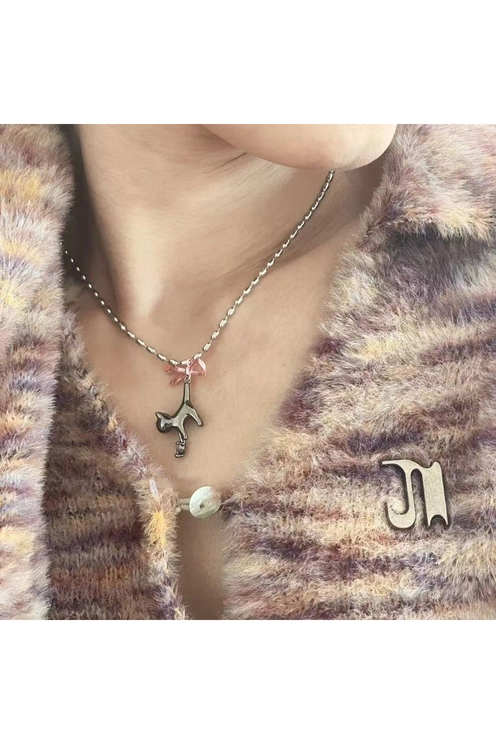 Y2k Black Cat Heart Necklace