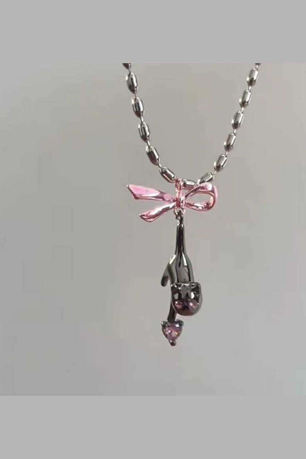 Y2k Black Cat Heart Necklace