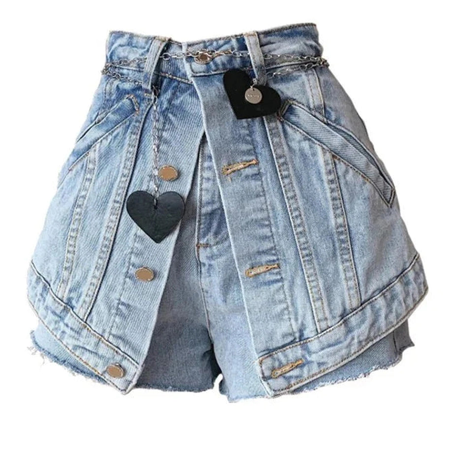 Y2k Black Chain Denim Shorts