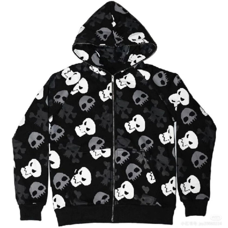 Y2k Black Emo Skull Hoodie