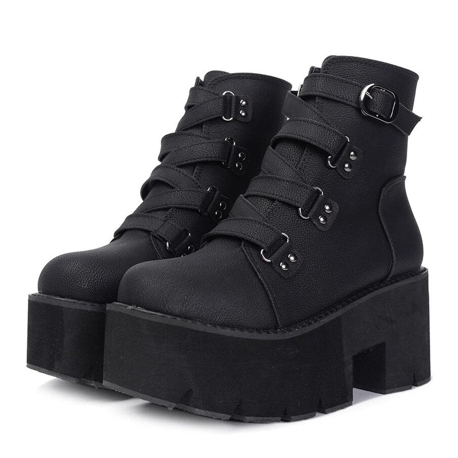 Y2k Black Gothic Chunky Boots