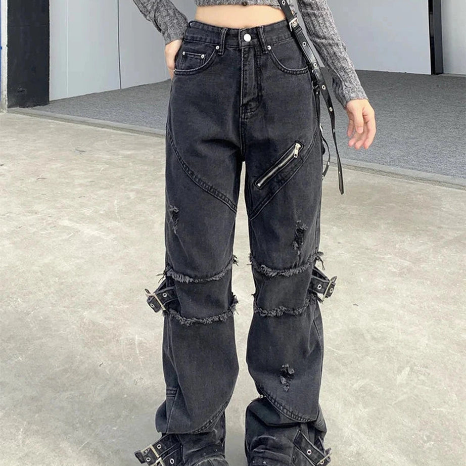 Y2k Black Gothic Denim Pants