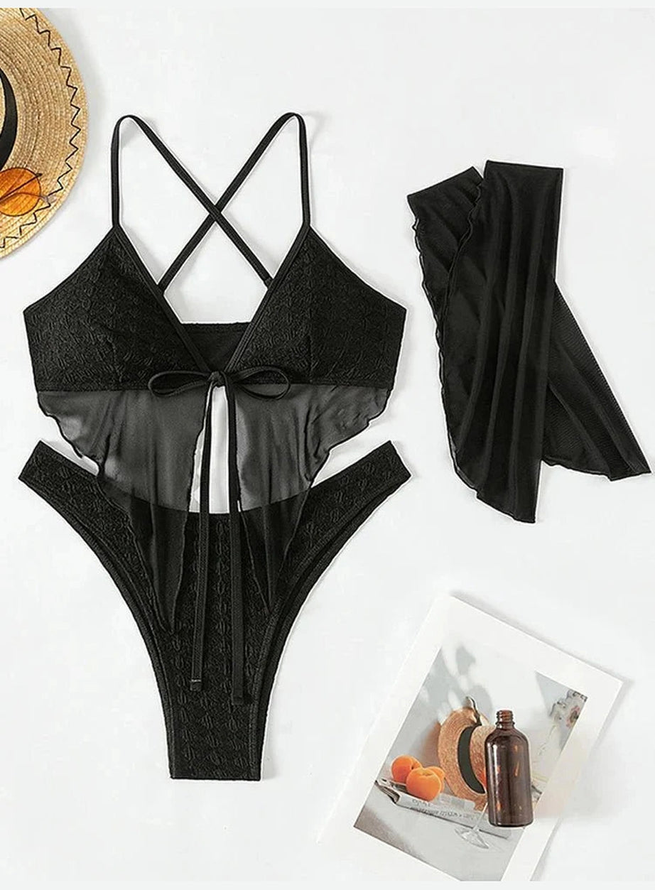Y2k Black Mesh Bikini Set