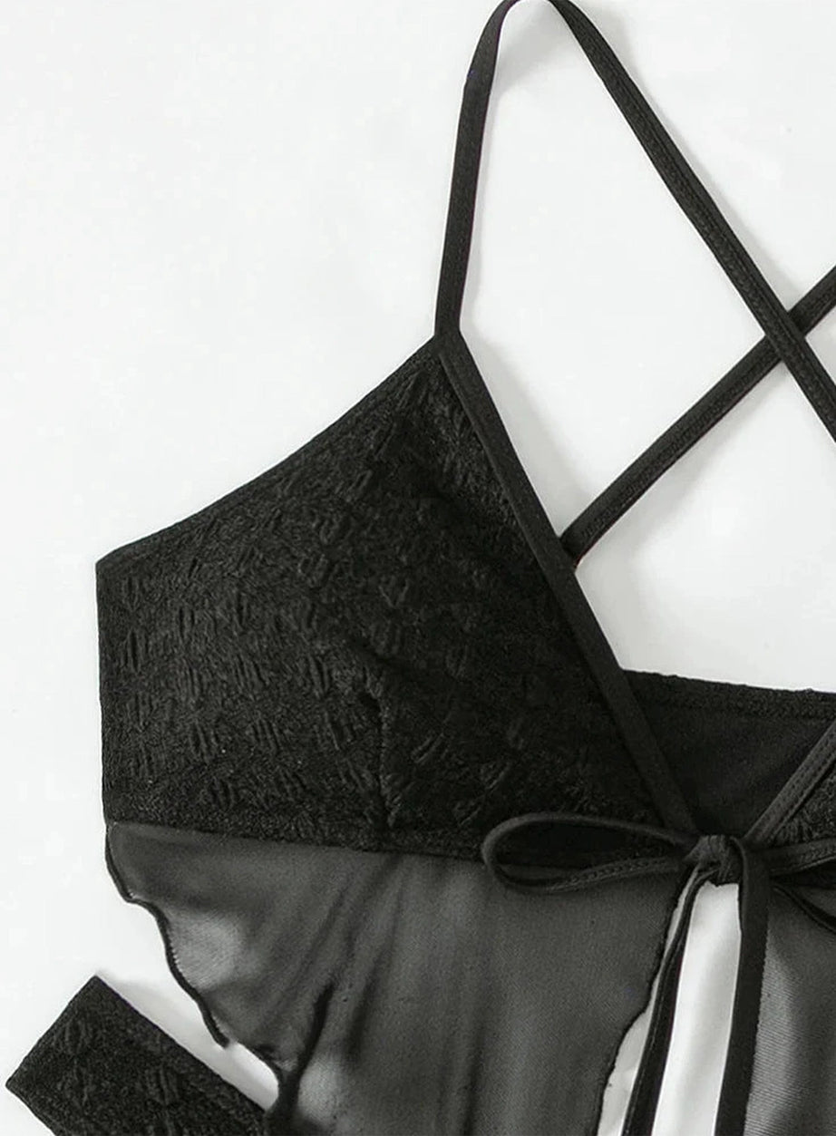 Y2k Black Mesh Bikini Set