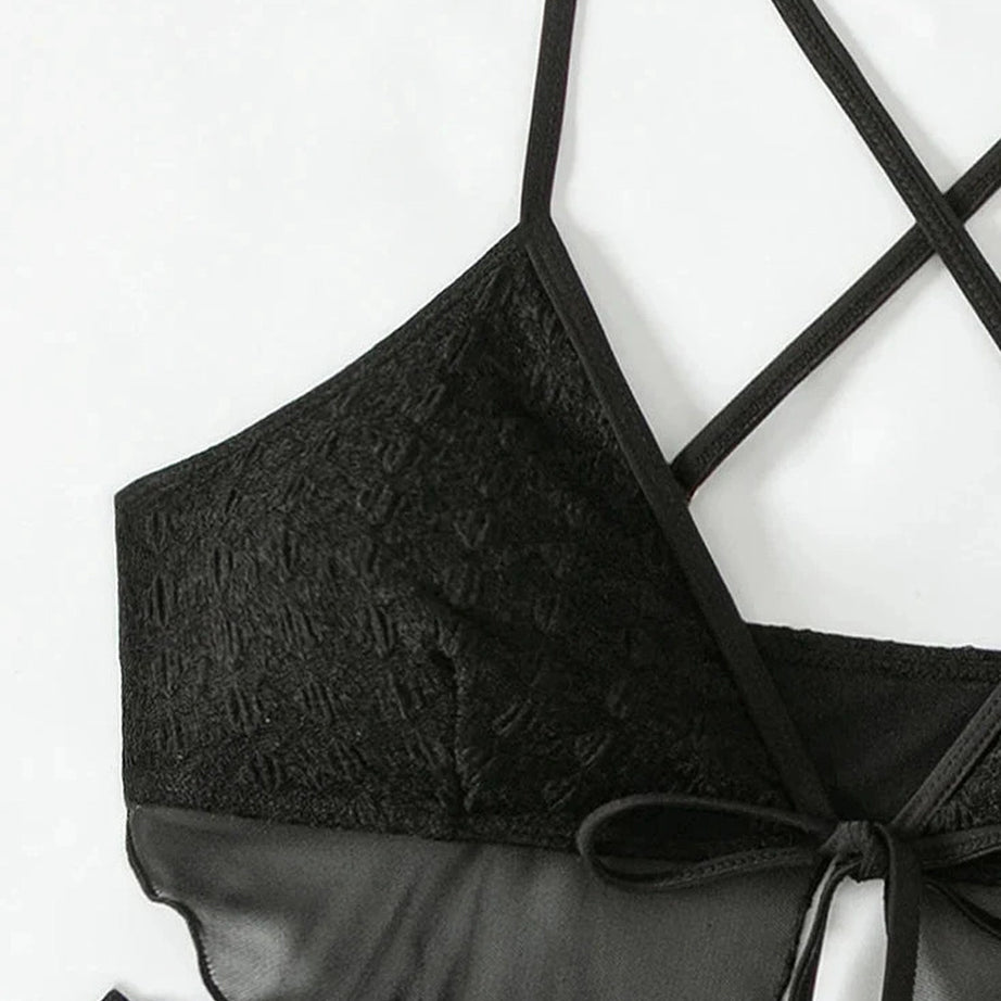 Y2k Black Mesh Bikini Set