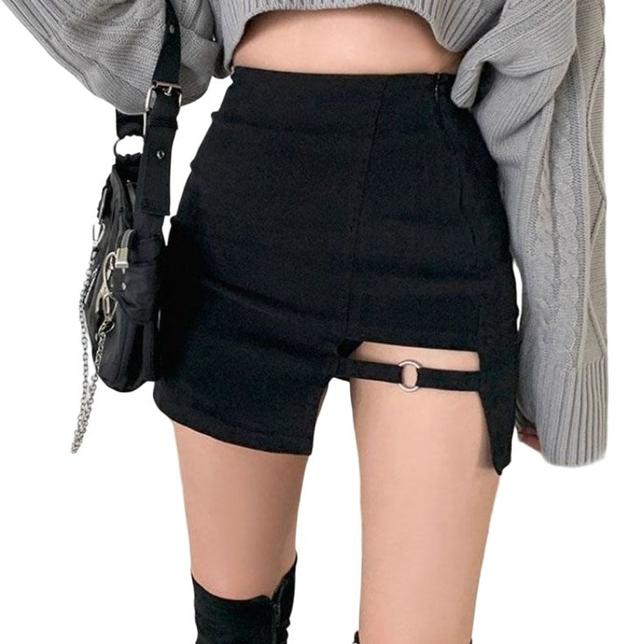 Y2k Black Mini Gothic High Waist Skirt