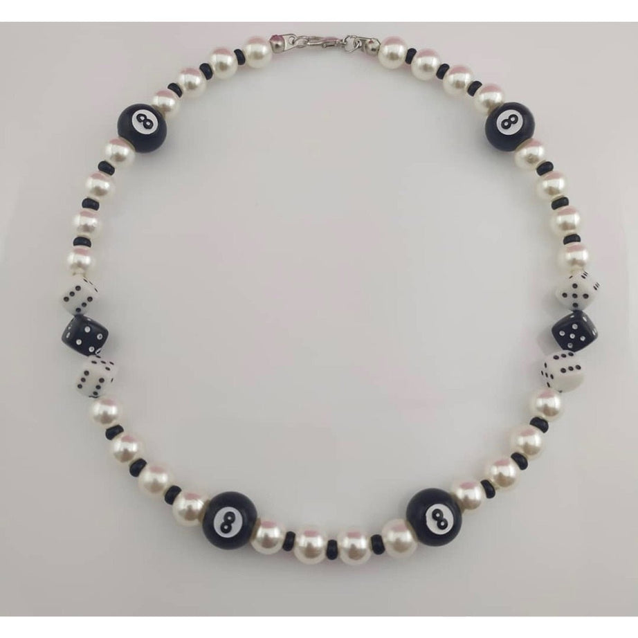 Y2k Black Number 8 Beads Necklace