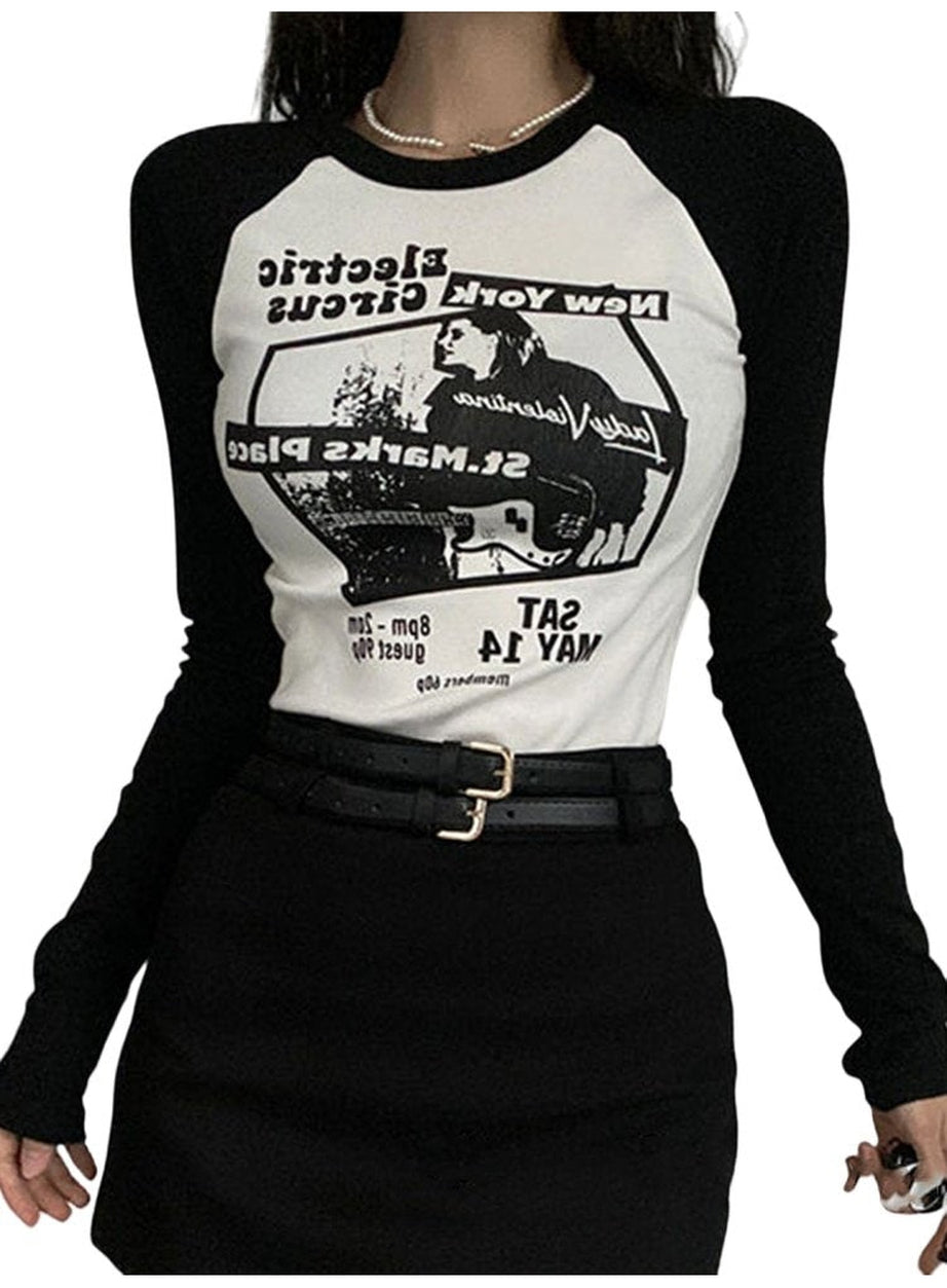 Y2k Black Patchwork Crop Top