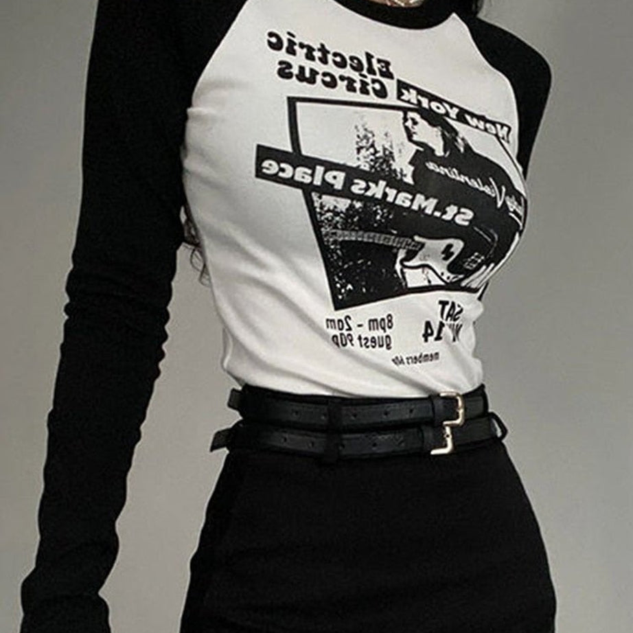 Y2k Black Patchwork Crop Top