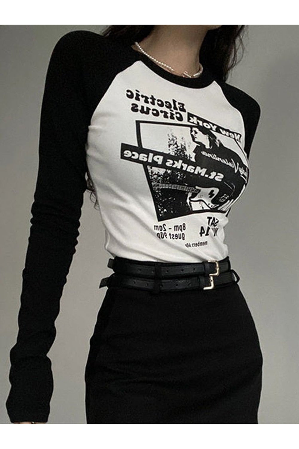 Y2k Black Patchwork Crop Top