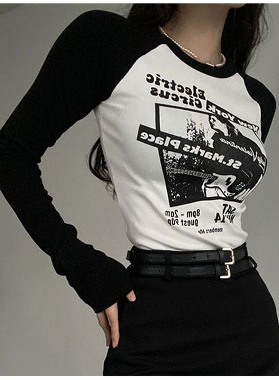 Y2k Black Patchwork Crop Top