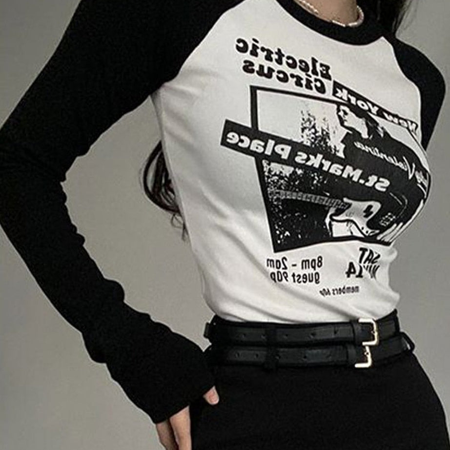 Y2k Black Patchwork Crop Top