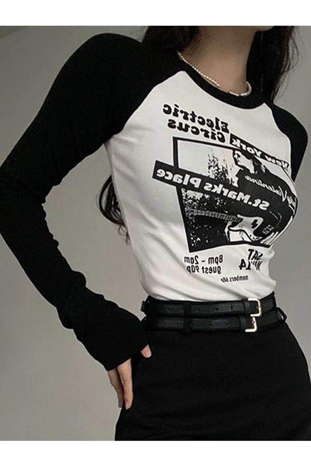 Y2k Black Patchwork Crop Top
