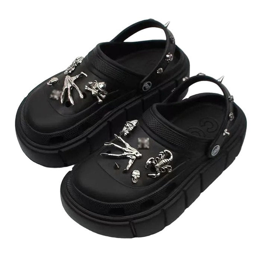 Y2k Black Platform Slippers