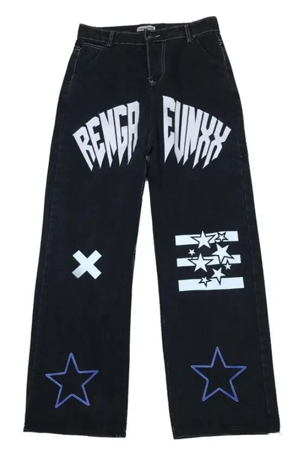 Y2k Black Star Print High Waist Jeans