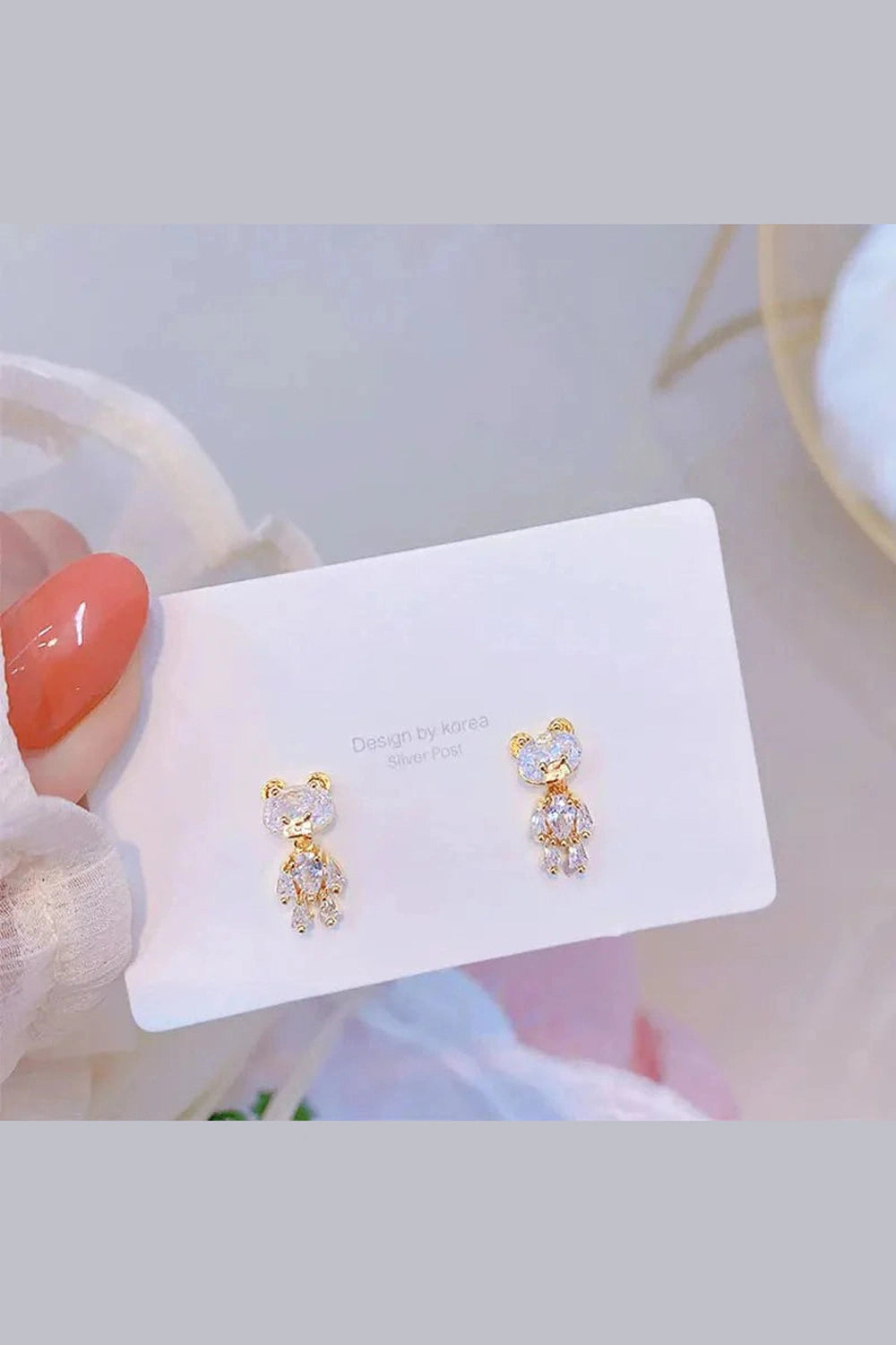 Y2k Bling Zircon Bear Earrings