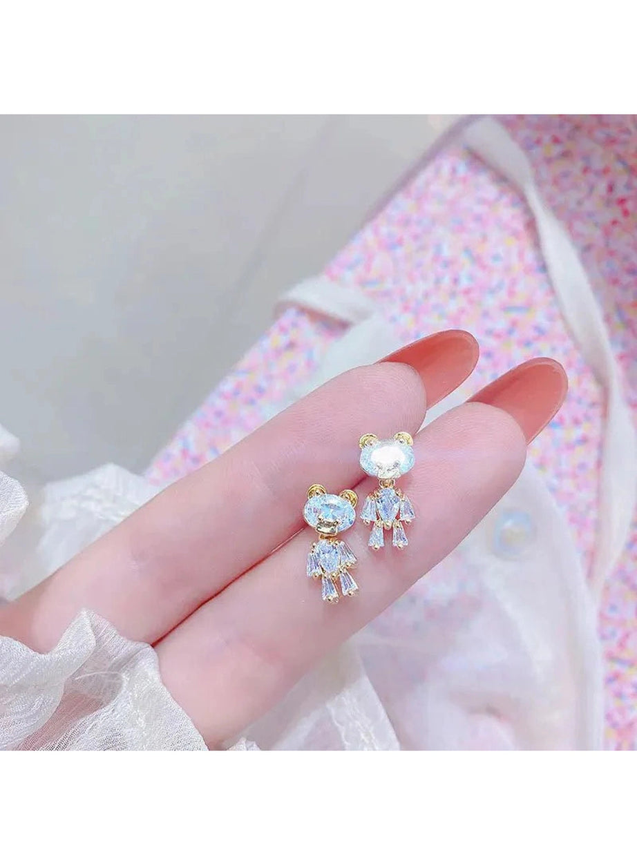 Y2k Bling Zircon Bear Earrings