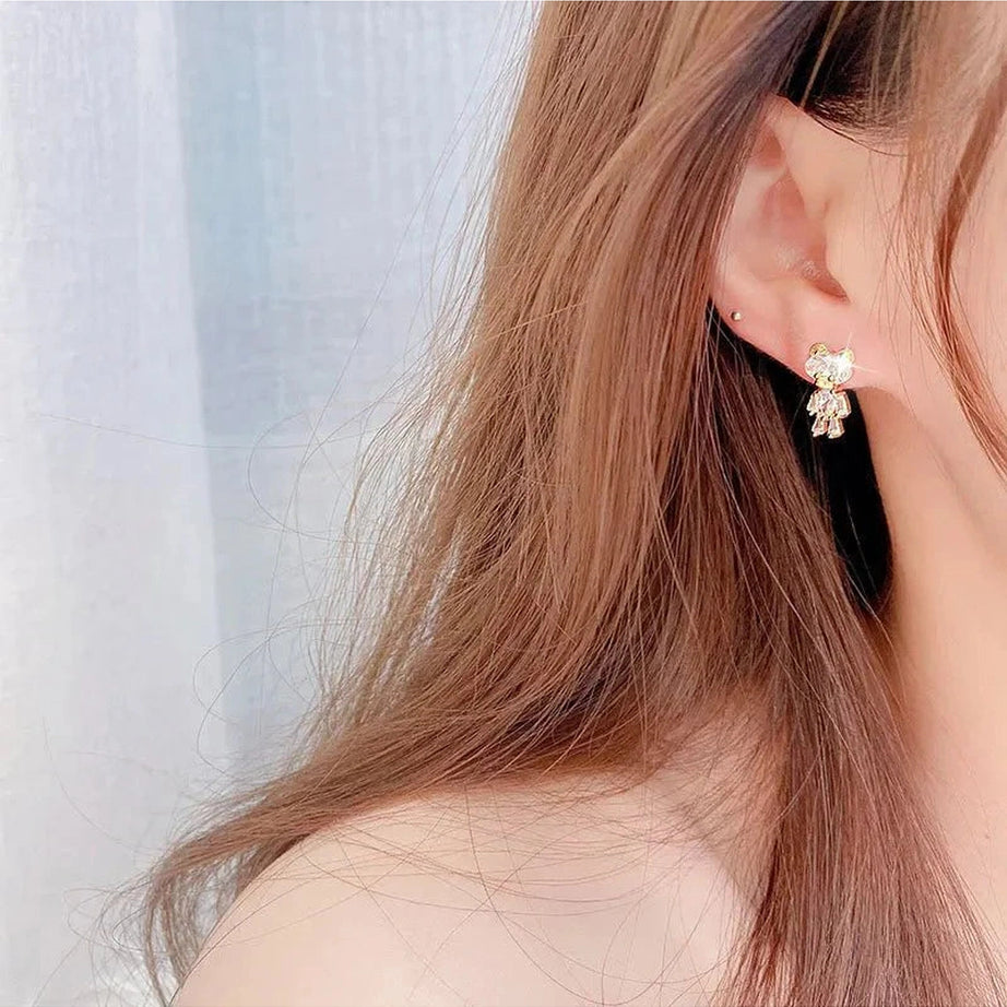 Y2k Bling Zircon Bear Earrings