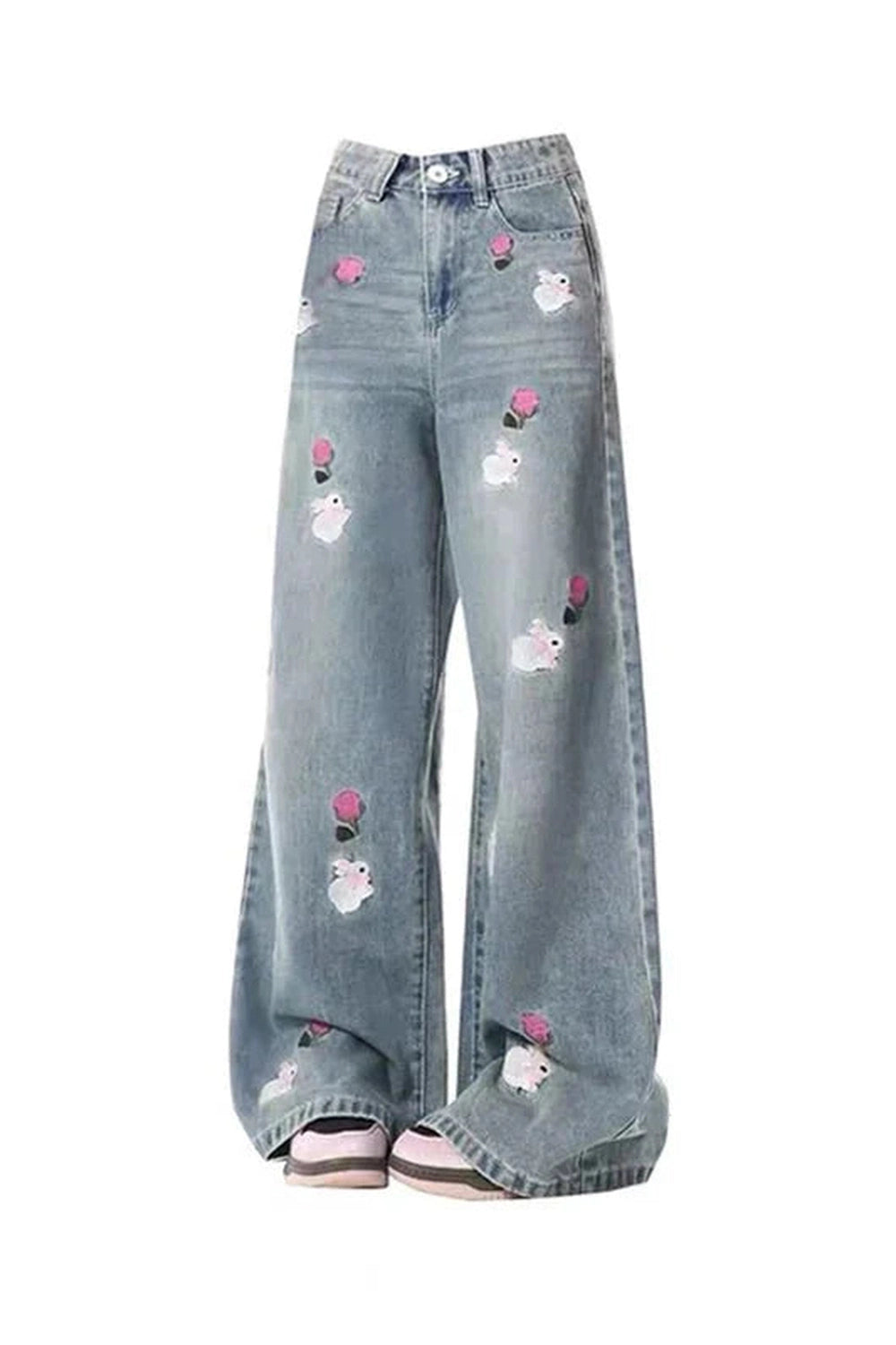 Y2k Blossom Breeze Wide-Leg Denim