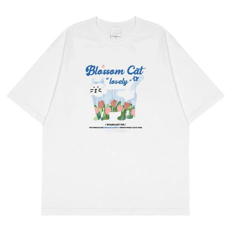 Blossom Cat Tulip T - Shirt - T - Shirts