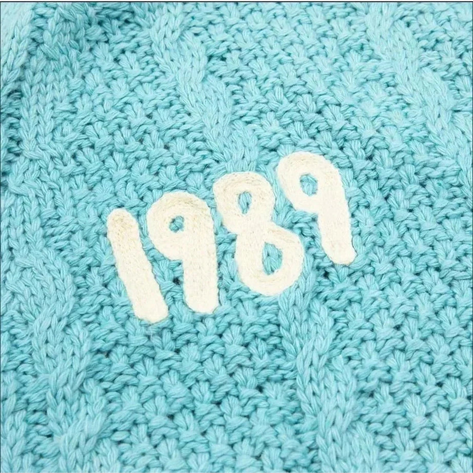 Y2k Blue Bird Embroidery Cardigan