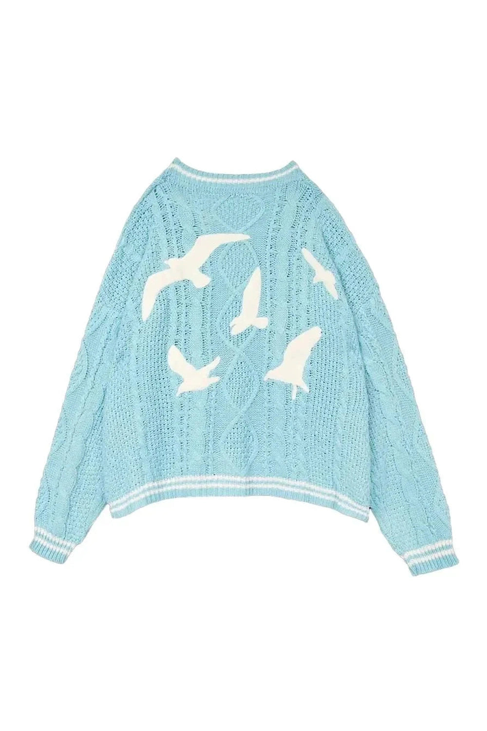 Y2k Blue Bird Embroidery Cardigan