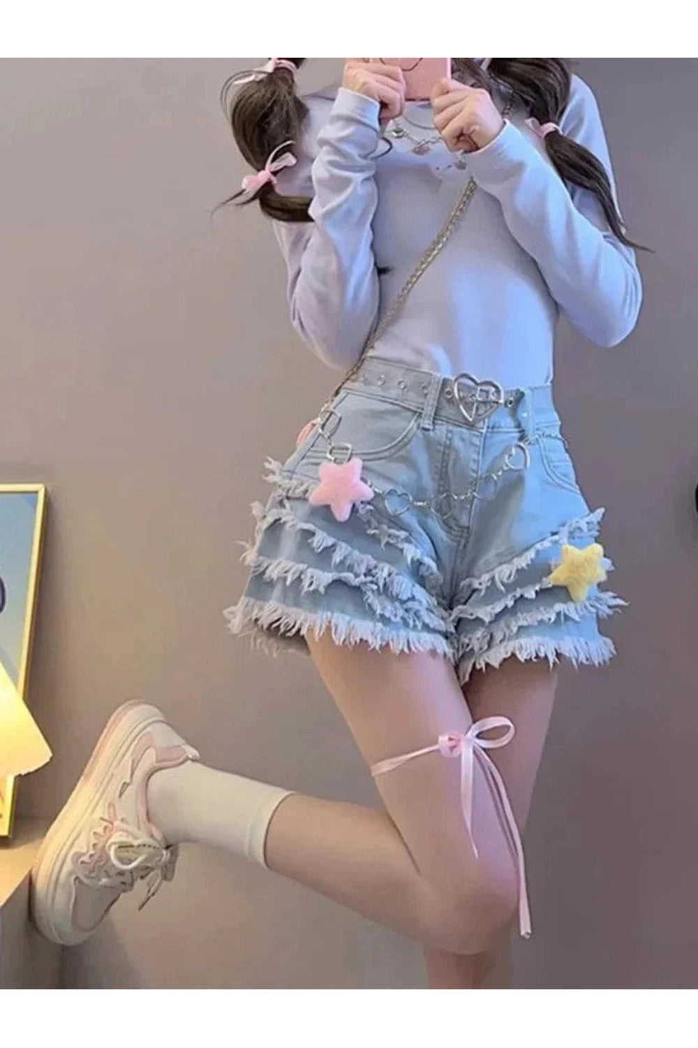 Y2k Kawaii Blue Denim Short Pants