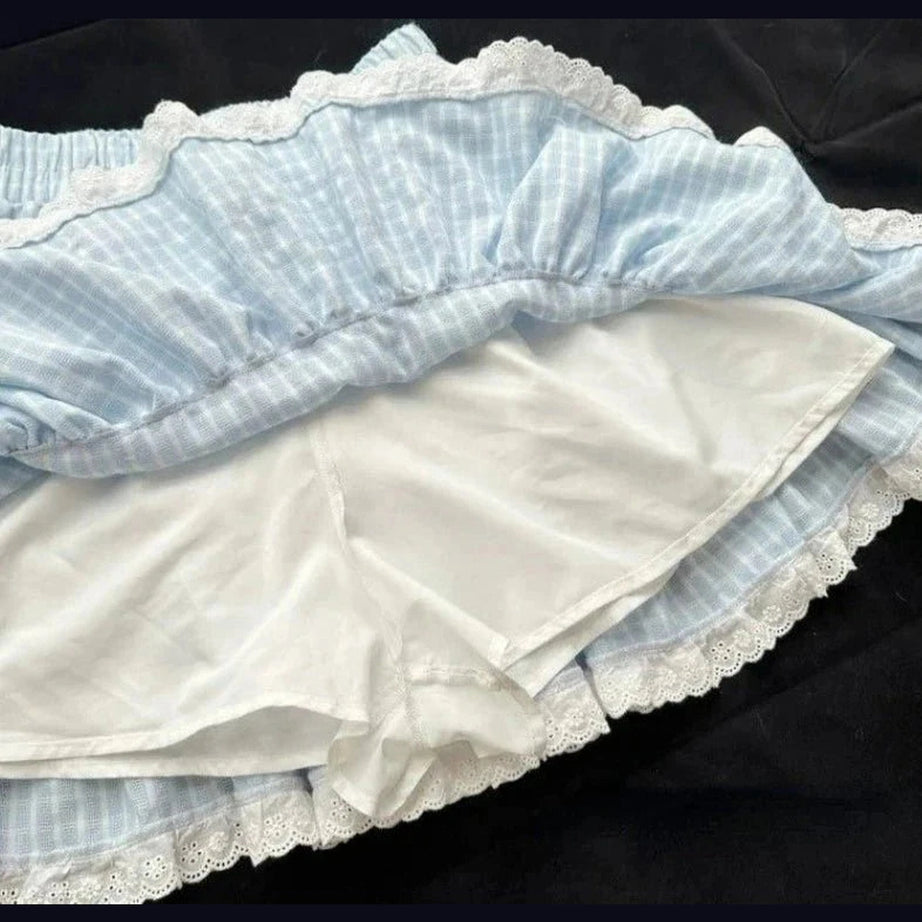 Y2k Blue Plaid Lolita Skirt