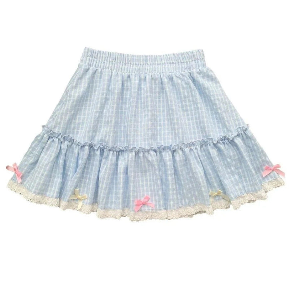 Y2k Blue Plaid Lolita Skirt