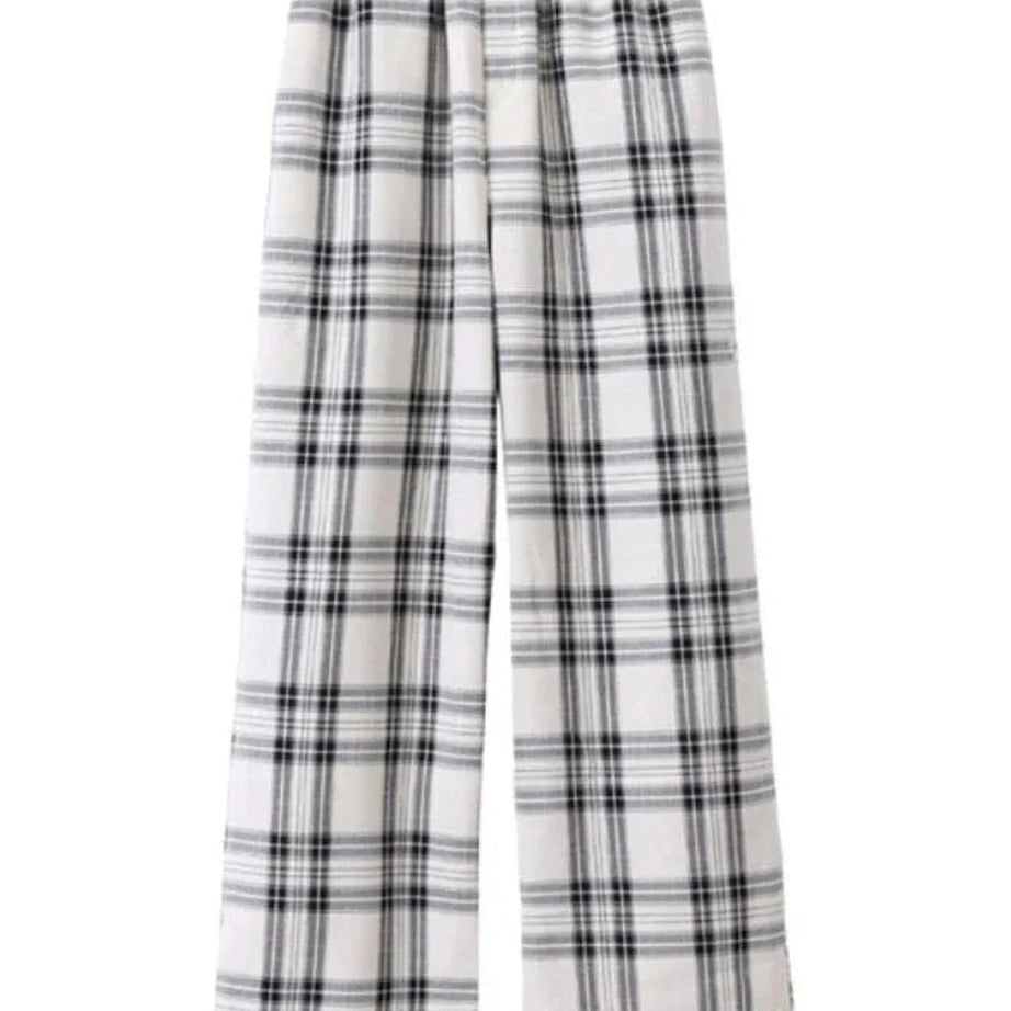 Y2k Blue Plaid Wide-Leg Pants