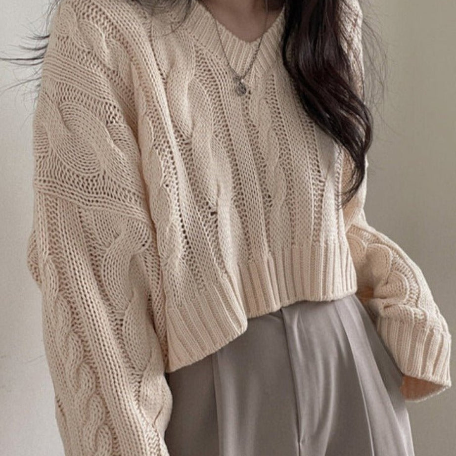 Y2k Blue V Neck Winter Sweater