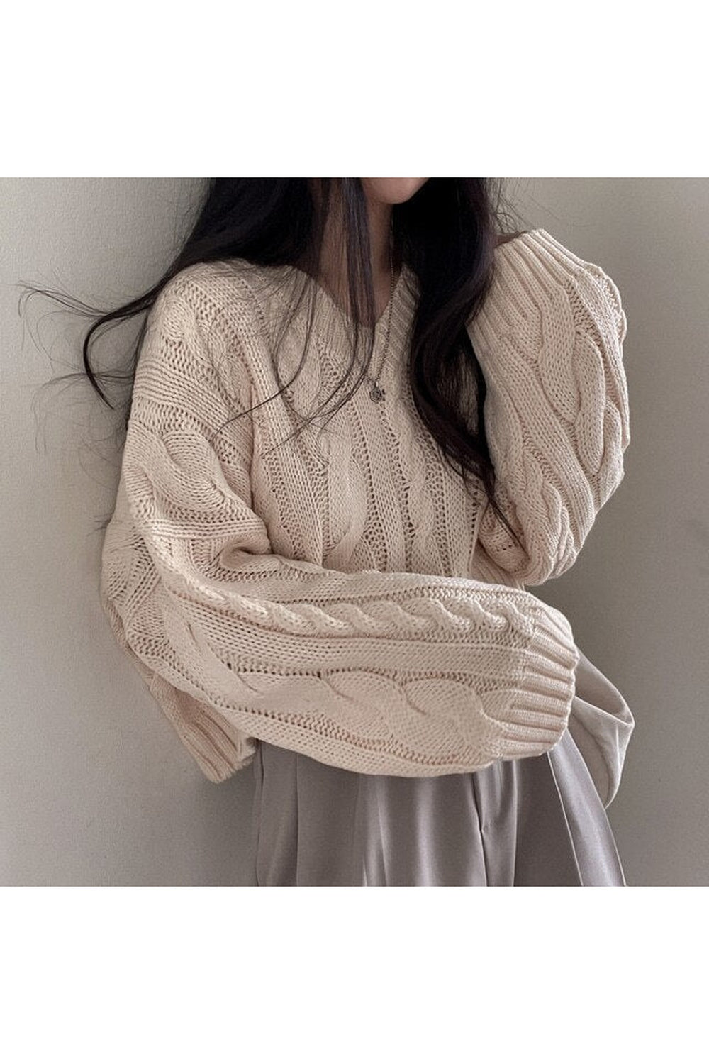 Y2k Blue V Neck Winter Sweater