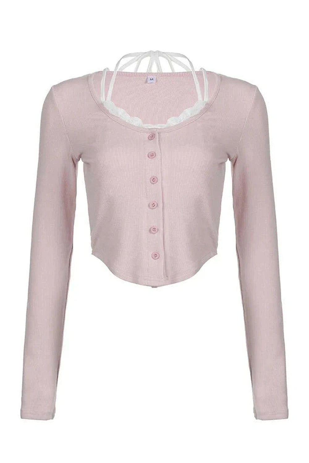 Y2k Blush Ballet Ribbed Cardigan